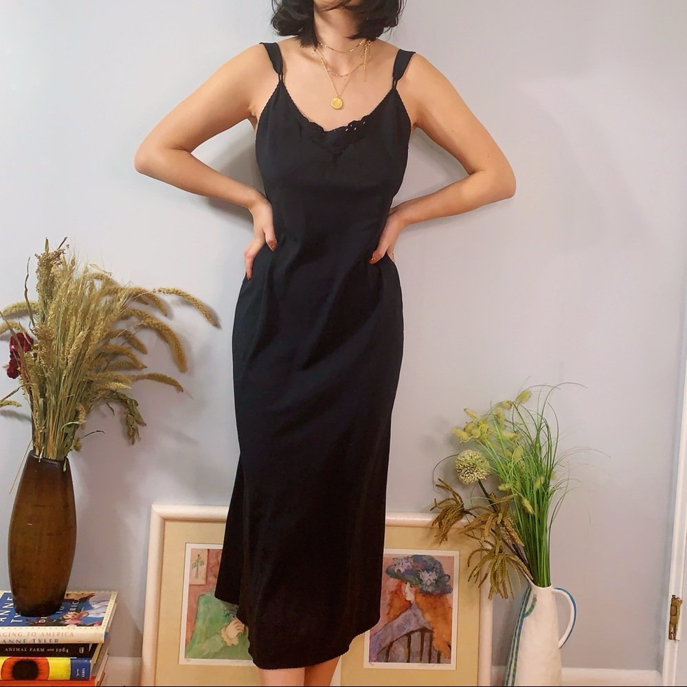 Vintage Black Lingerie Slip Dress Small